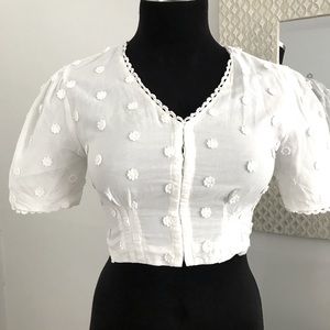 Farm Rio Tops | Farm Rio Harmonia Daisy Crop Top | Color: White | Size: S